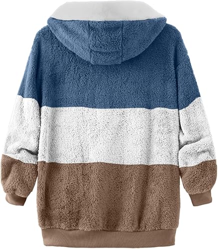 Miniatura 5 de SNKSDGM Sudaderas con capucha para mujer, chaqueta de forro polar Sherpa de manga larga, sudadera con capucha de gran tamaño con bolsillos, abrigo