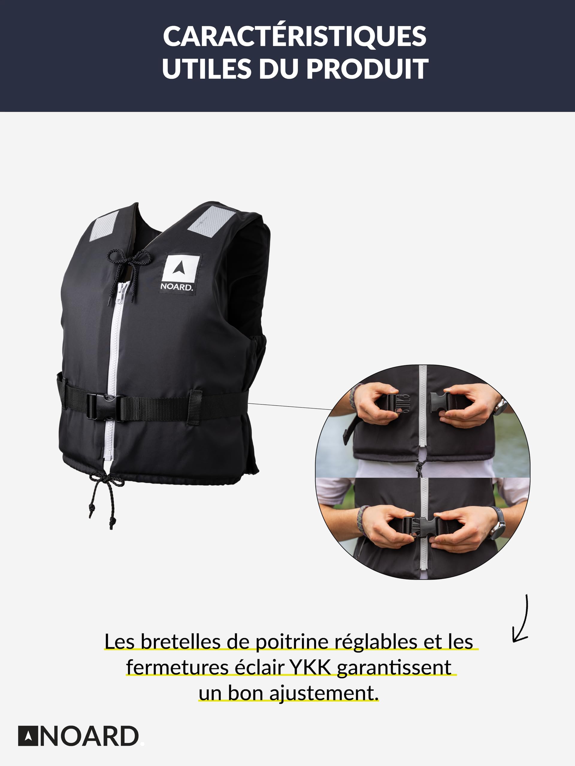 NOARD Gilet de Sauvetage pour Enfants - Seaside Orange - 10-120 kg - 100N de flottabilité - INCL. réflecteurs Solas & sifflet de signalisation