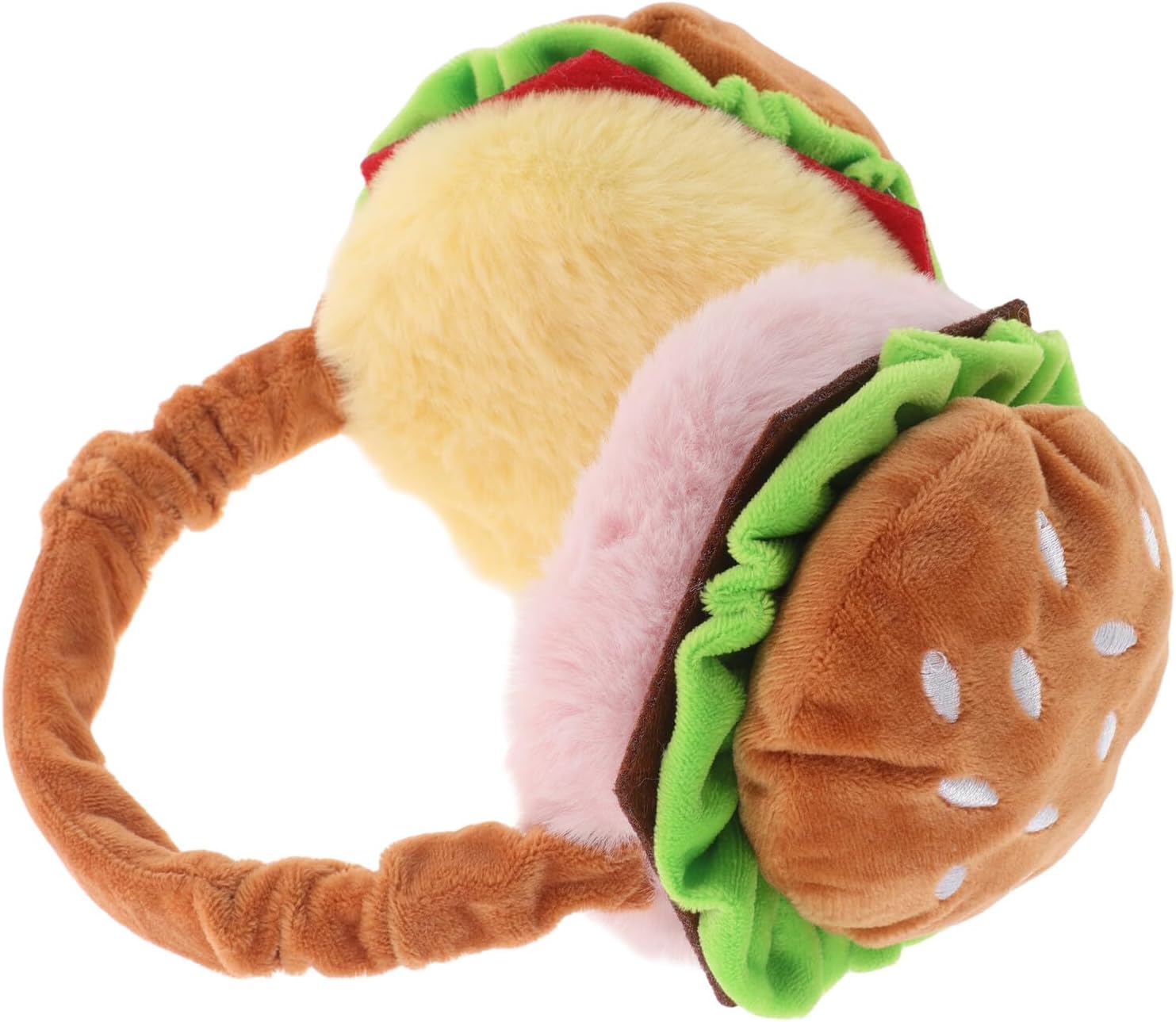 GALPADA Cute Burger Ear Warmers for Kids, Foldable Plush Thermal Earmuffs