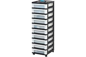 IRIS USA 10-Drawer Plastic Drawer Storage Organizer Rolling Cart
