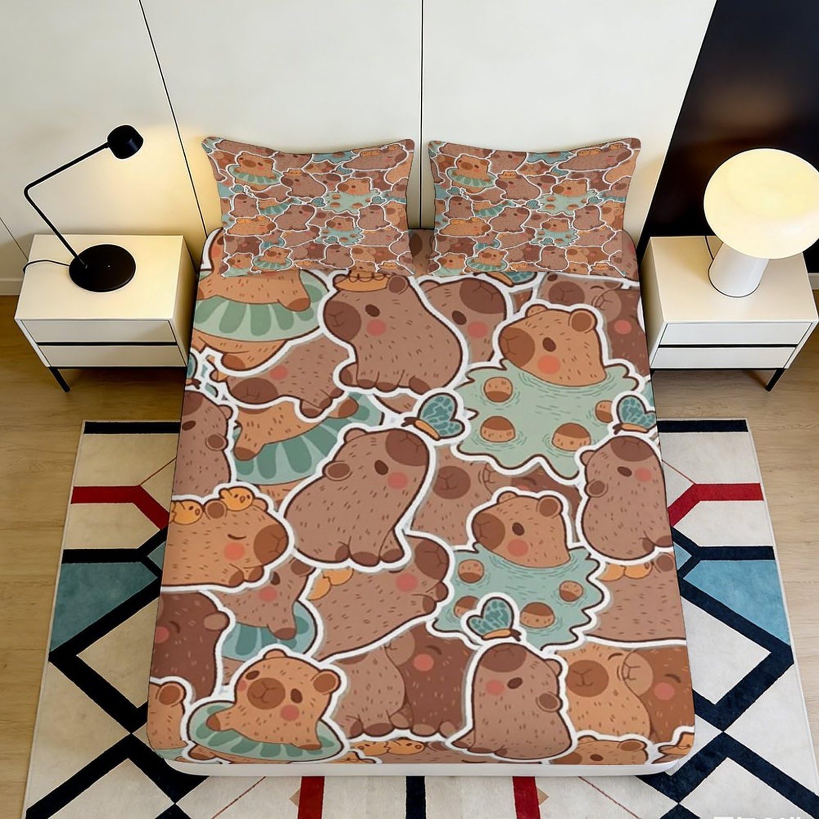 Jqzkxnhpbr Style-9 3D Printed Cute Bear Fitted Sheet Microfiber Soft Breathable Cartoon Animal Mattress Cover For Bedroom Dorm Decor 90X200x25cm