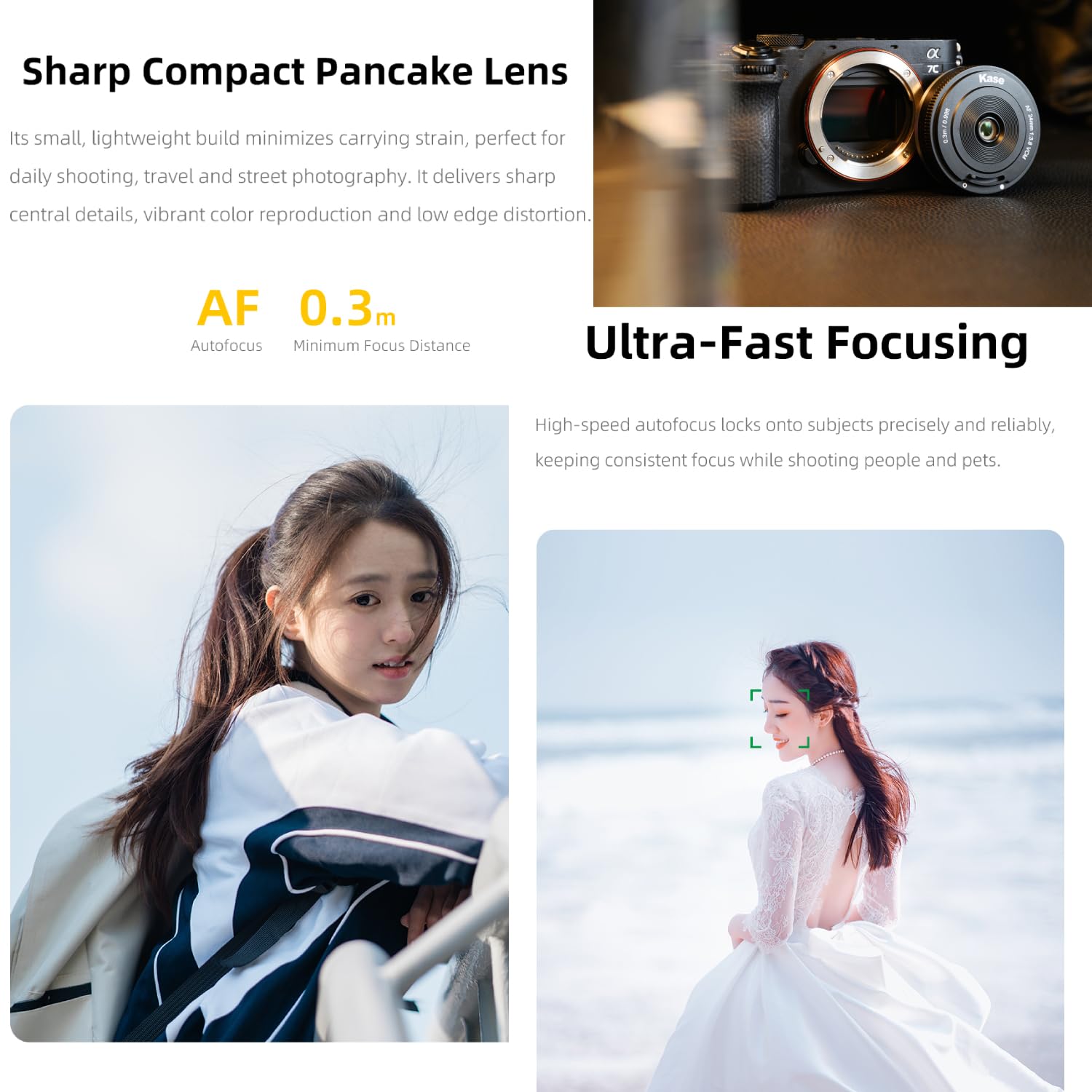 Kase AF 24mm F3.8 - Obiettivo Pancake per montaggio FE, formato completo AF