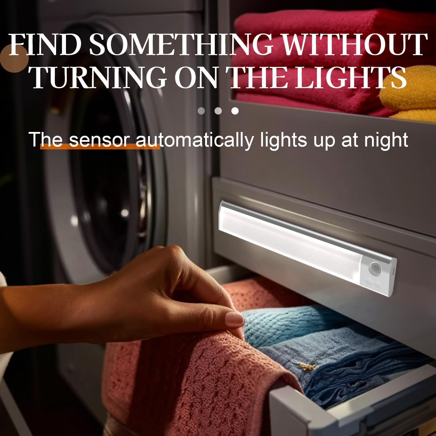 Rechargeable LED Night Light (1-Pack), 11.8" Motion Sensor Under Cabinet Light with 7-Color Ambient & Cool White, Magnetic Auto On/Off Wireless Wall Sconce for Closet, Staircase, Kitchen