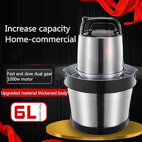 Miniatura 2 de Procesador eléctrico de alimentos, picadora de verduras para encimera, picadora de carne, picadora para frutas, nueces, especias, 6 litros, tazón de