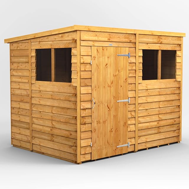 POWER High Grade Premium Pent Overlap Wooden Shed with Security Features, Door & Window Flexibility, made from Extra Thick Timber
