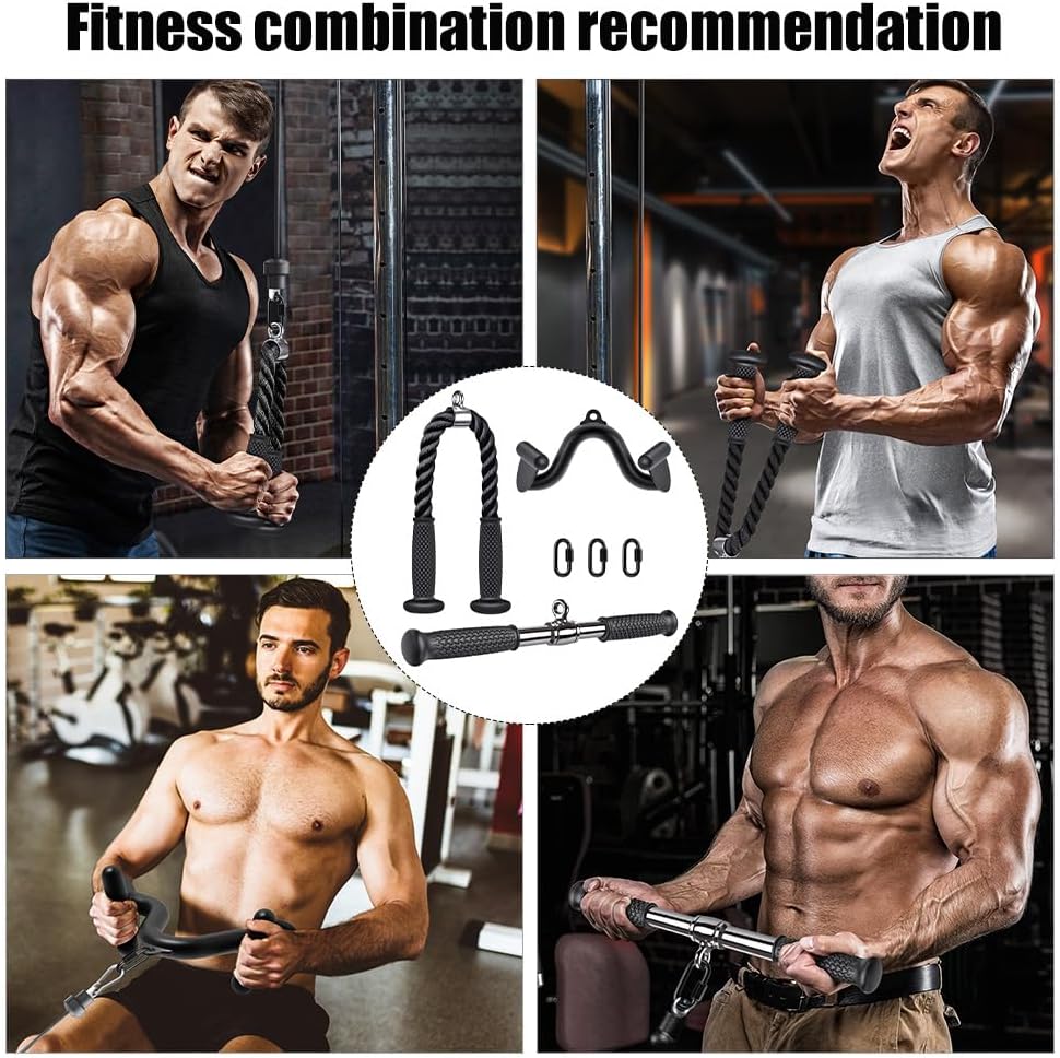 Kipika Tricep Pull Down Attachment, Cable Machine Accessories for Home Gym, Cable Machine Attachments Pulley System Gym, LAT Pull Down Attachment Weight Fitness