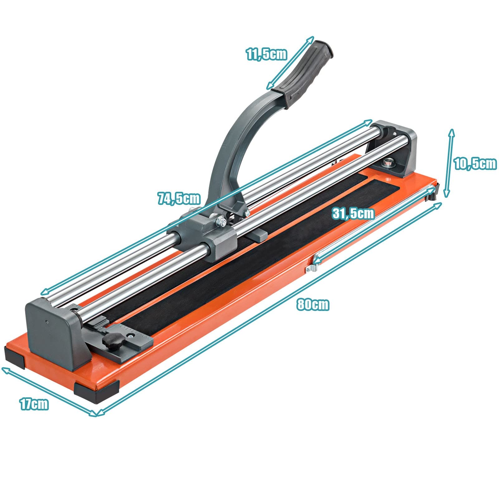 GYMAX Cortador de Azulejos de 80 cm, Máquina de Corte Manual con Ángulo de Rotación de 0° a 60°, Longitud de Corte de hasta 61 cm, Grosor de Corte 5-12 mm, para Talleres e Instalaciones Industriales