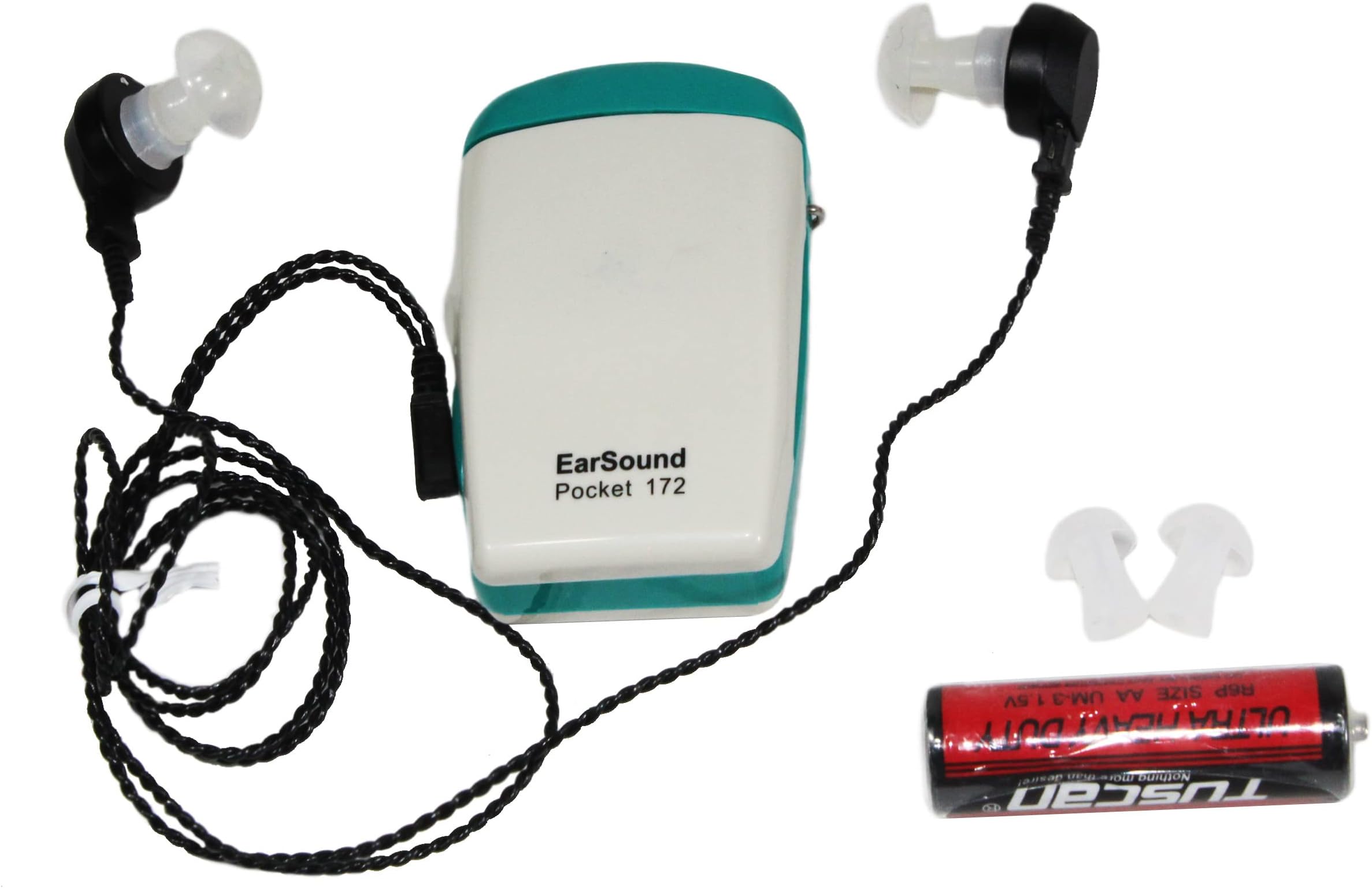 Dishan Pocket Hearing Aid Machine for Old Age | 8 Volume Setup Sound Amplifier | Easy Hearing Device for Senior Citizens | Kaan Ki Machine with 2 Receivers | Model Unisound-172