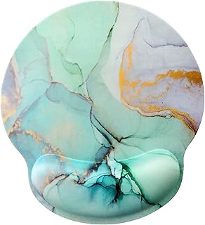 HAOCOO Ergonomic Mouse Mat Wrist Rest Support, Gel Mouse Pad with Non-Slip Rubber Base Mousepad, Wrist Rest Mousemat for Laptop Computer Home Office Working Pain Relief (Green Marble)