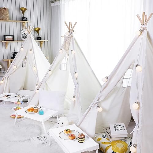 Windyun Paquete de 8 tiendas de campaña tipi para niños, tienda de campaña para interiores y exteriores, para niños y niñas, casa de juegos lavable,