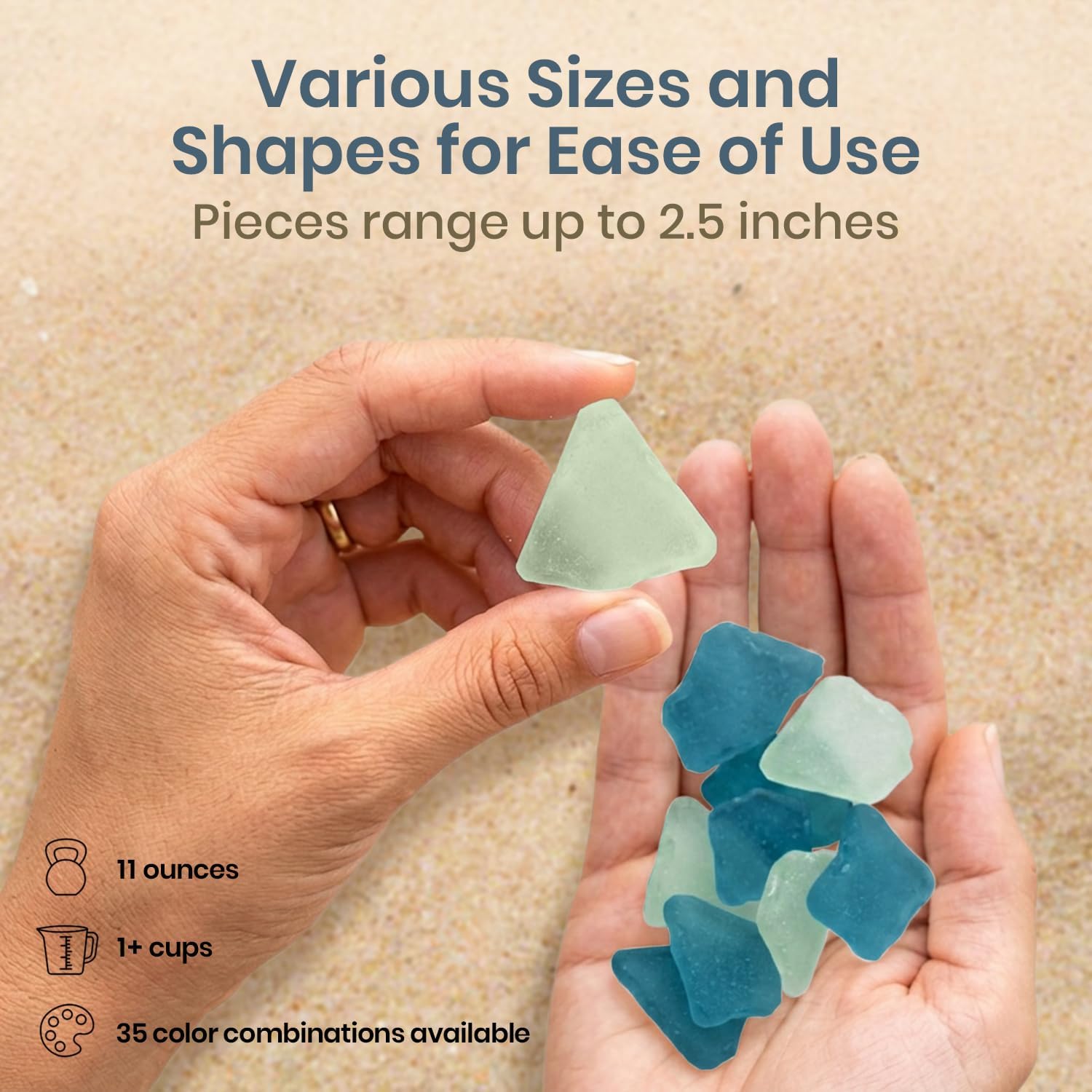 Sea Glass for Crafts – 11oz Caribbean Blue & Green Sea Glass Decor, Tumbled Seaglass, Seaglass for Crafts, Beachglass Decor, Nautical Vase Fillers, Coastal Art Supplies
