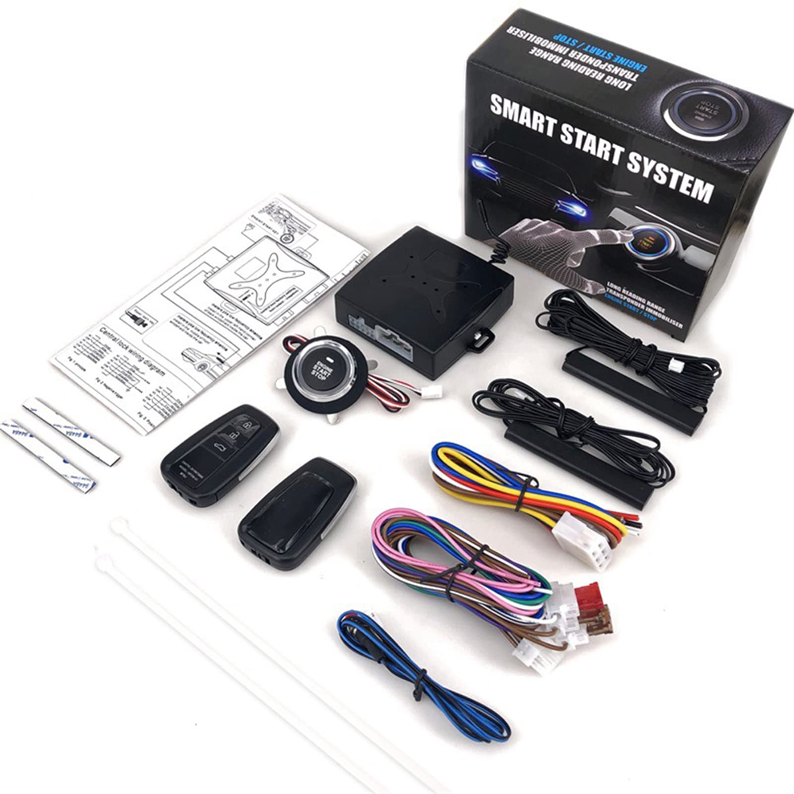 Sistema de alarma remota Auto Car, alarma remota de arranque con un solo botón, alarma remota universal para automóvil de 12 V, sistema de alarma remota Auto Car SUV arrancador de entrada sin llave an