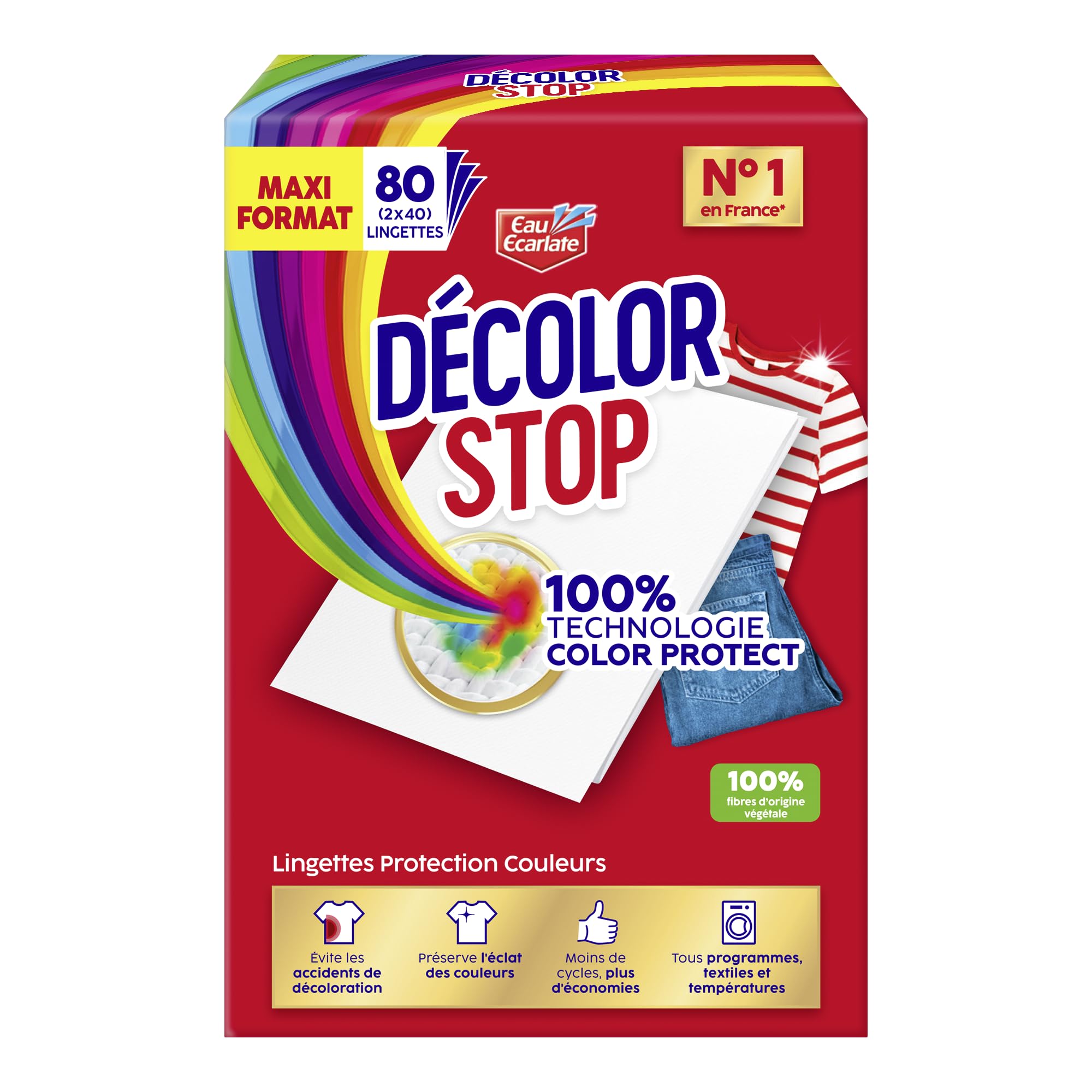Lingettes Decolor Stop - Protègent Les Couleurs Au Lavage, évitent Les Décolorations - 22 Lingettes
