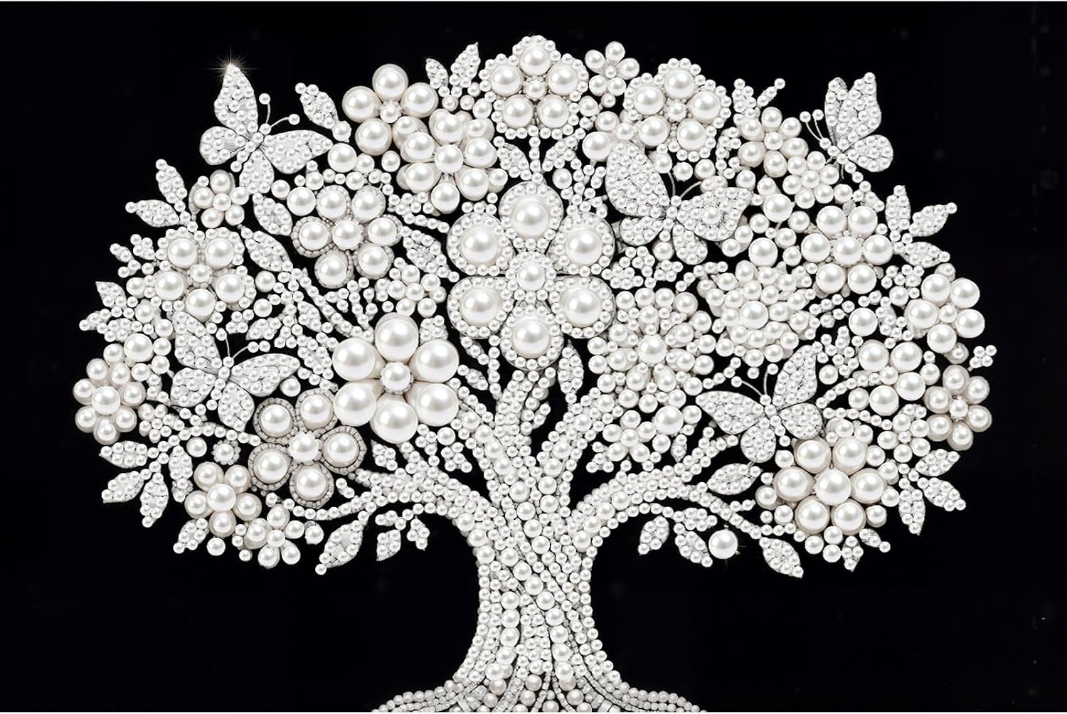 DIY Butterfly Tree Pearl Painting Art Kit with Frame 7.87x11.81in
