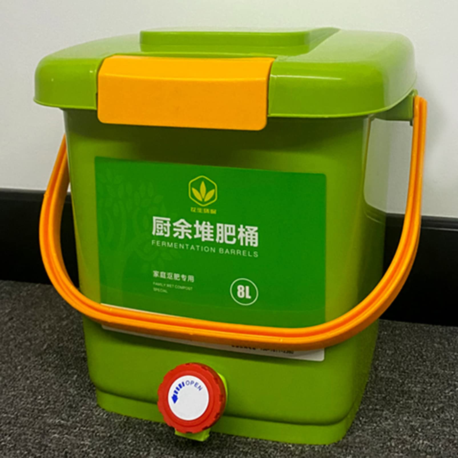 Kitchen Compost Bin Indoor Garbage Can, Compost Bucket Container with Lid and Faucet, Food Scraps Recycle Waste Bin Trash Can Composting System, Countertop Compost Pail Small Composter