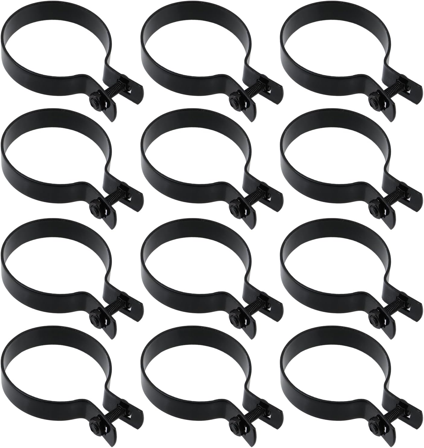 Antrader Chain Link Brace Band,Chain Link Tension Band 3 Inch Tension Bands with Bolts & Nuts for Chain Link Fence/Gate/Posts,Black (12Pcs)