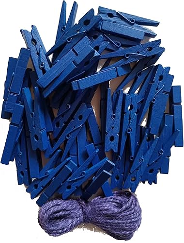 Pinzas azules de 1.8 pulgadas, decoración de pared, imágenes colgantes, clips de cocina para bolsas de chips con cordel resistente, paquete de 50