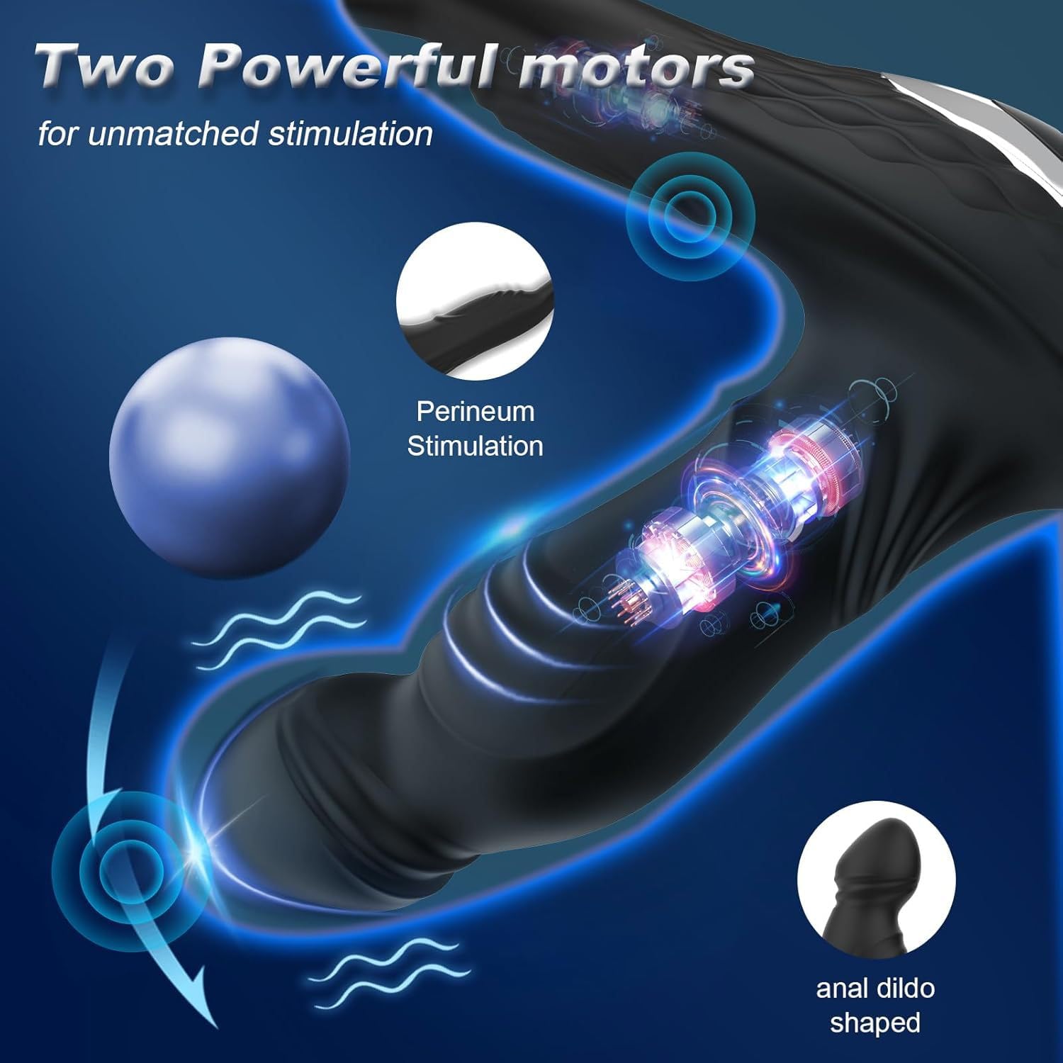 Vibratore 3 in 1 con anello, modello — giocattolo erotico per uomini, dotato di 10 modalità di stimolazione e vibrazione, massaggiatore prostatico