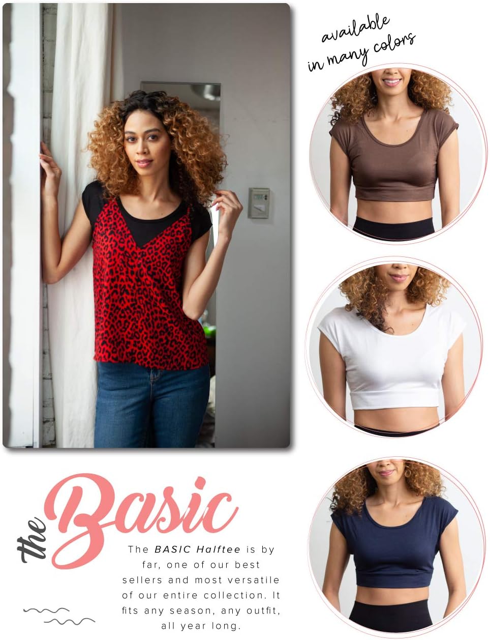 Women Top Cami Layering HALFTEE Cap Sleeve Tee | Demi Crop Undershirt for Women & Teens XS-6X - Image 4