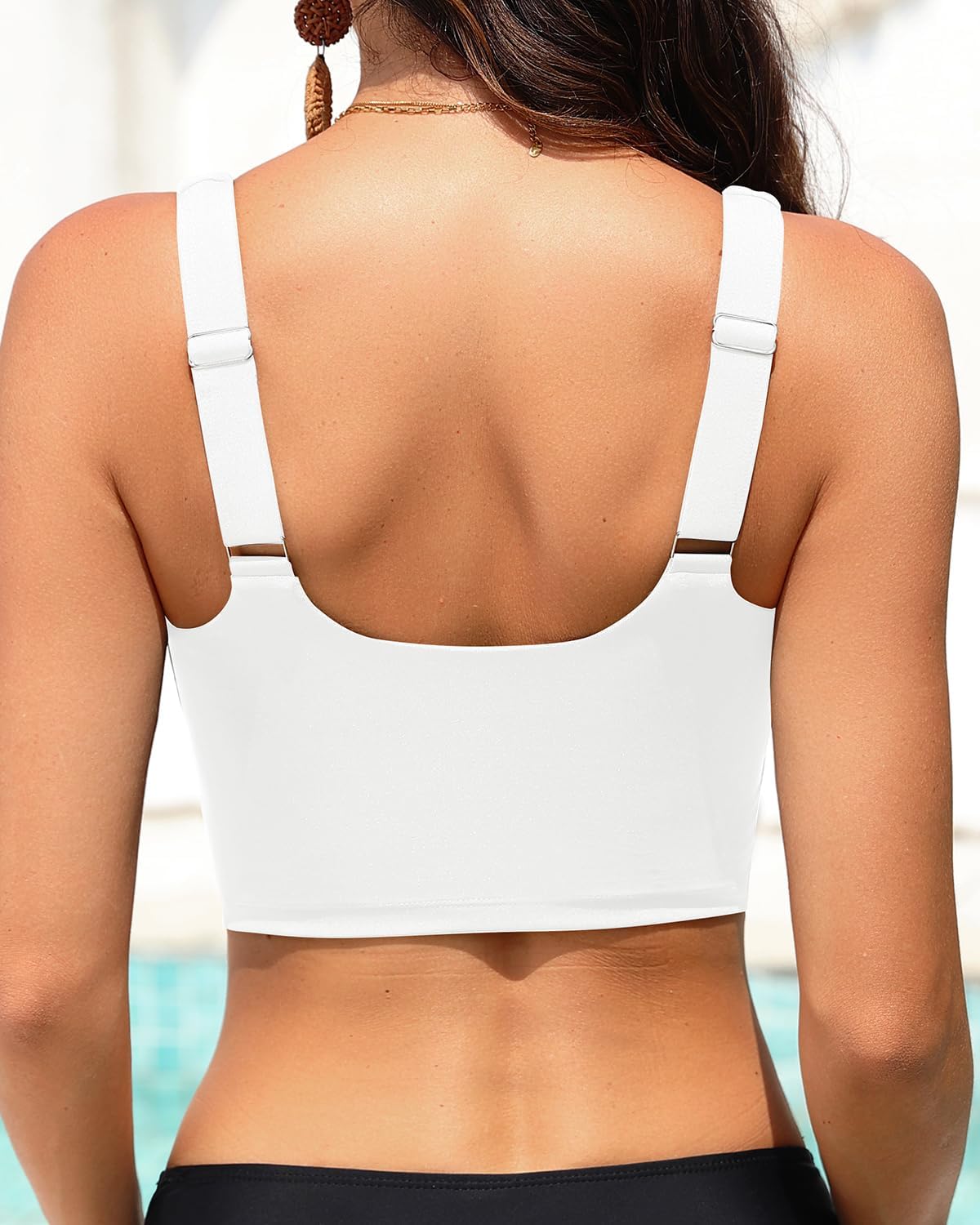 Women Sports Bra Swimsuit Top - Crop Bikini Top Only Modest Bathing Suit 2025 Square Neck Swimwear - Image 2