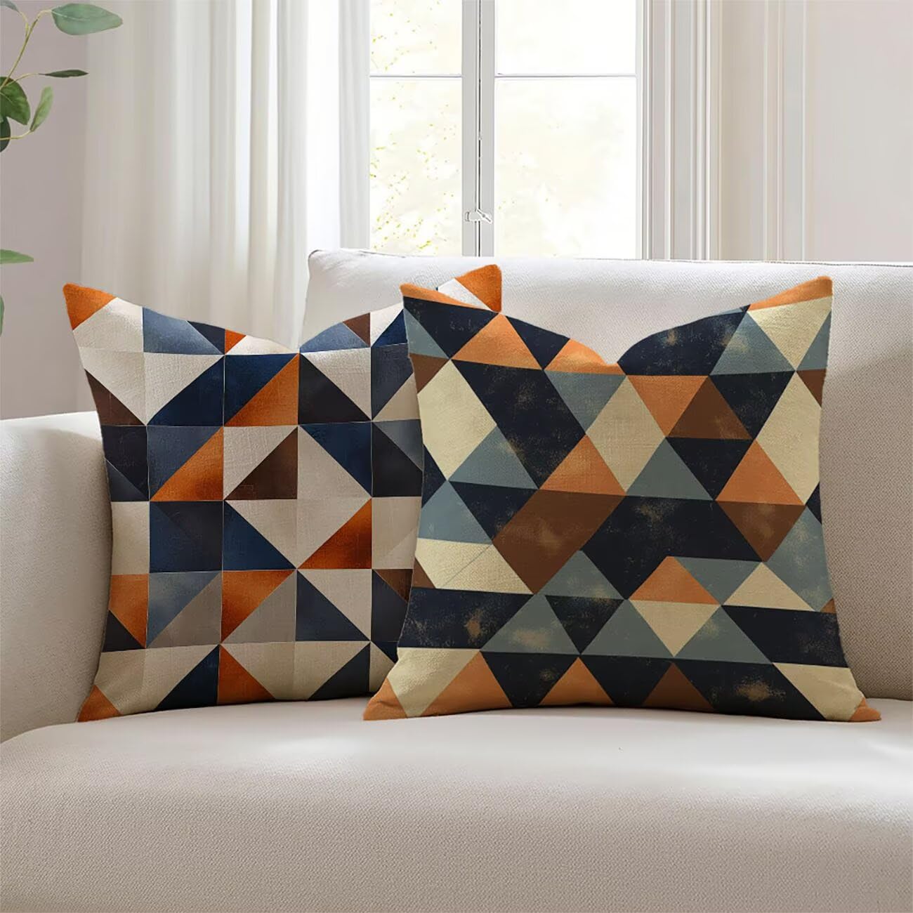 Housse de coussin 22x22inch extérieur imperméable en lin déperlant par 2