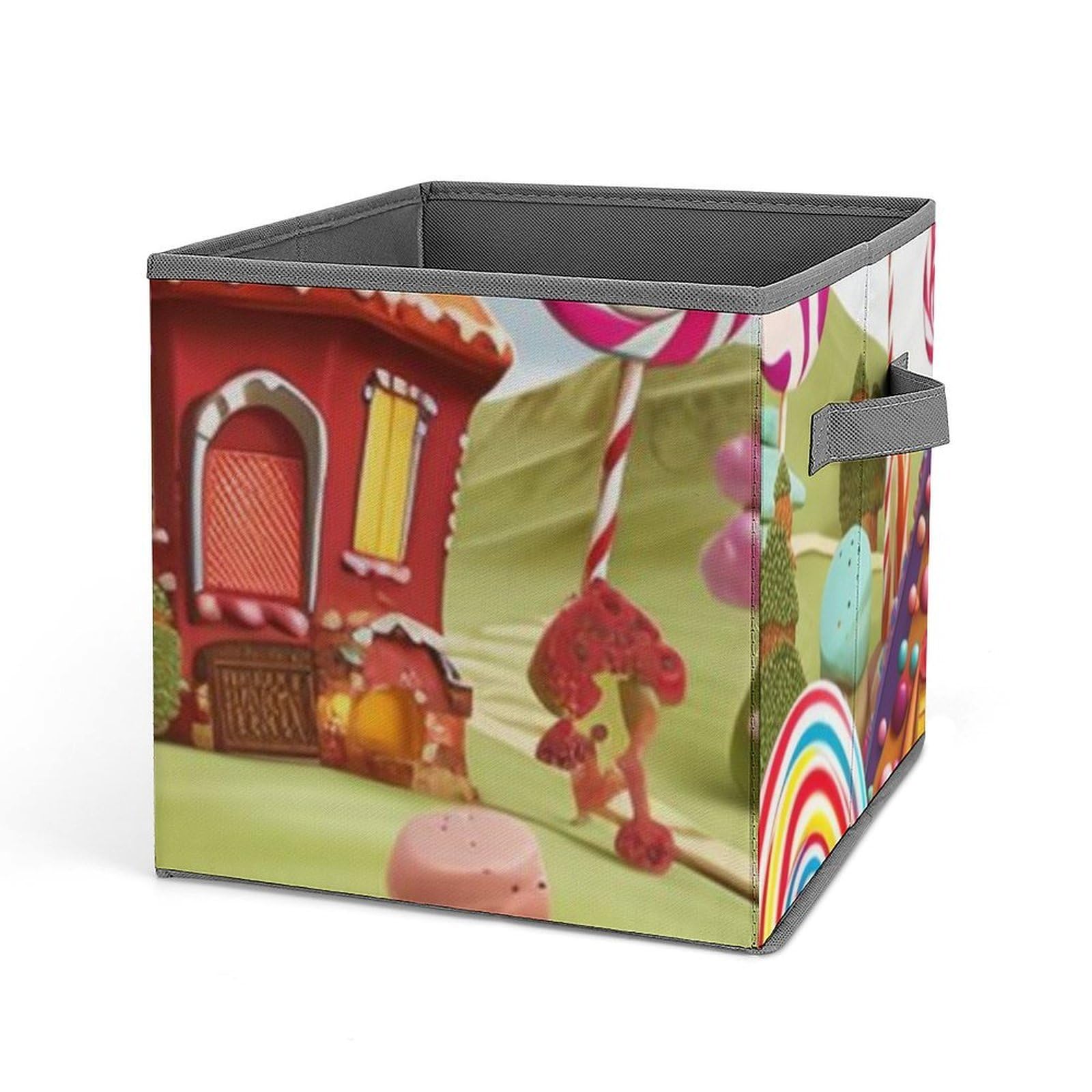 BTCOWZRV Candy Cube Storage Bins - 11 Inch Heavy Duty Fabric Closet Bins for Shelves, Cube Organizer - Collapsible Storage Boxes with Handle Decorative Clothing Storage Baskets