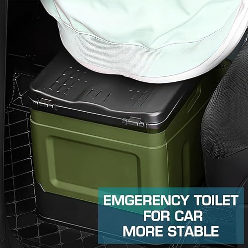 Miniatura 5 de JISSBON Inodoro portátil para campamento, resistente al agua, plegable y soporta hasta 700 libras (verde militar, 10.6 x 11.8 x 11.8 pulgadas)