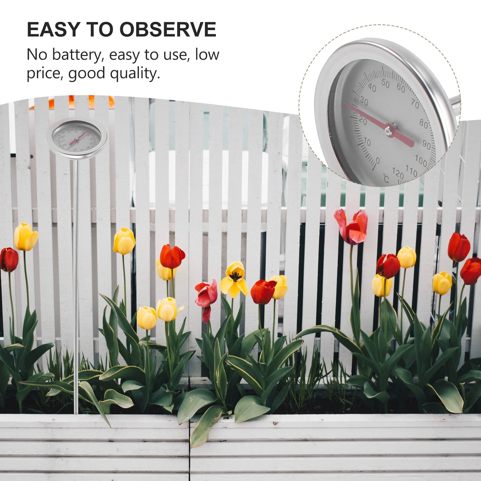 Sosoport 2pezzi Termometro Da Giardinaggio Per Misurazione Della Temperatura Del Terreno Strumento Professionale Per Compost e Piantagione Facile Da Usare Batteria Misure Precise e Durature