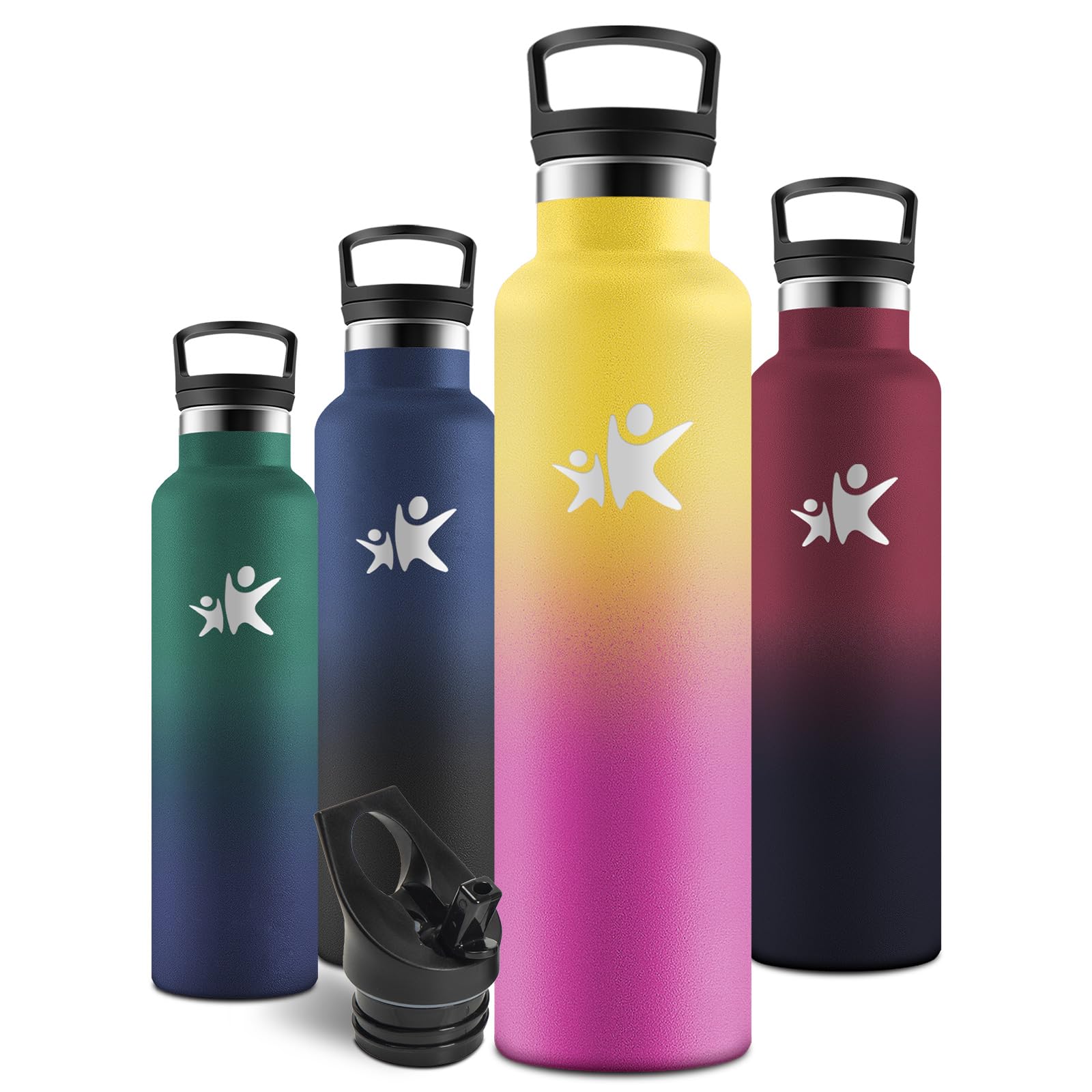 Motswedi Borraccia Termica 1 litro, Acciaio Inox Bottiglia Termica, Isolamento Sottovuoto a Doppia Parete, per Acqua Fredda e Calda, Borraccia 1 litro, per Sport, Yoga, Palestra, Giallo &Rosso rosato