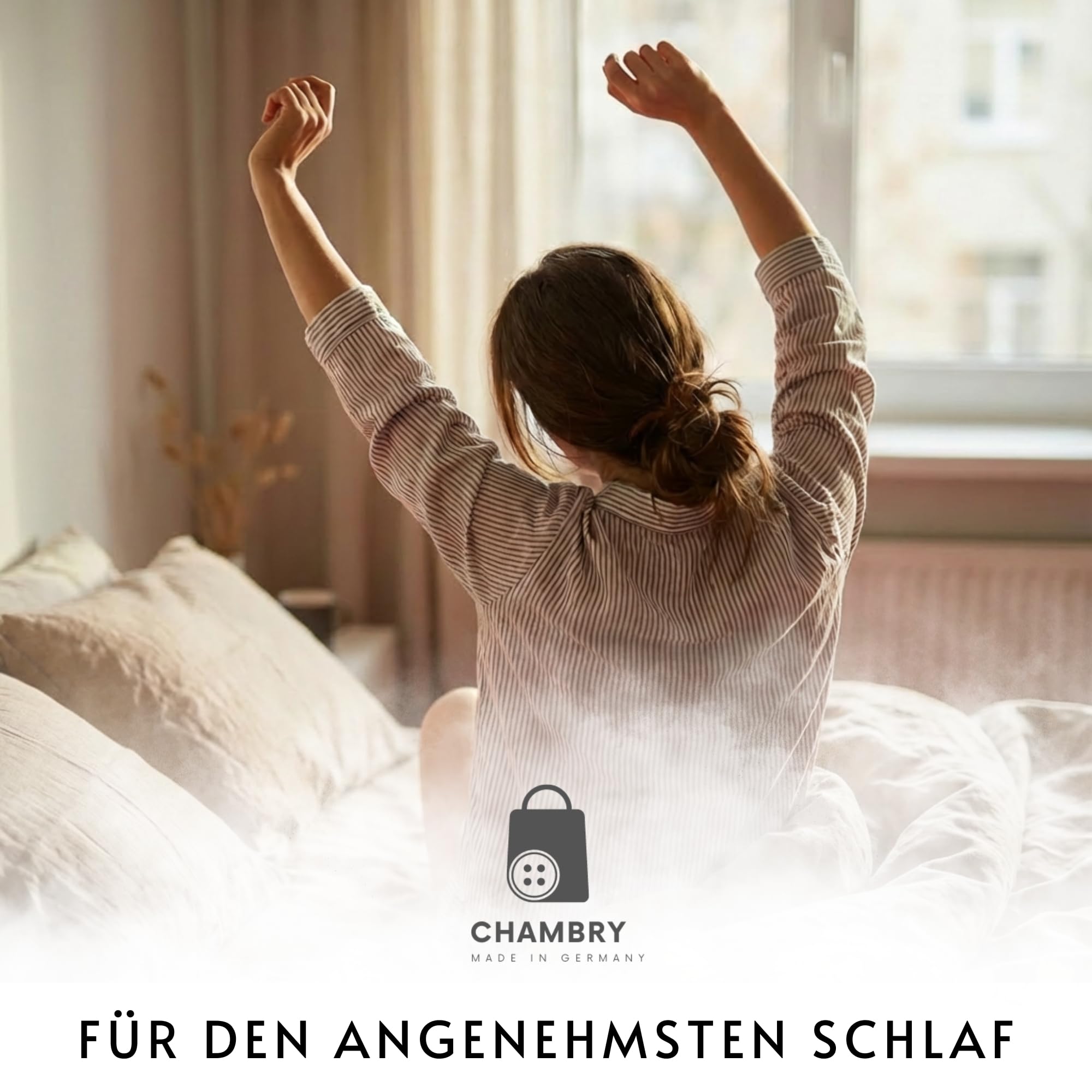 chambry Premium Bettwäsche 100 % Leinen - handgefertigt in Deutschland - atmungsaktiv temperaturausgleichend bügelfrei - Bettbezug 135x200cm + Kissenbezug 40x80cm - Natur