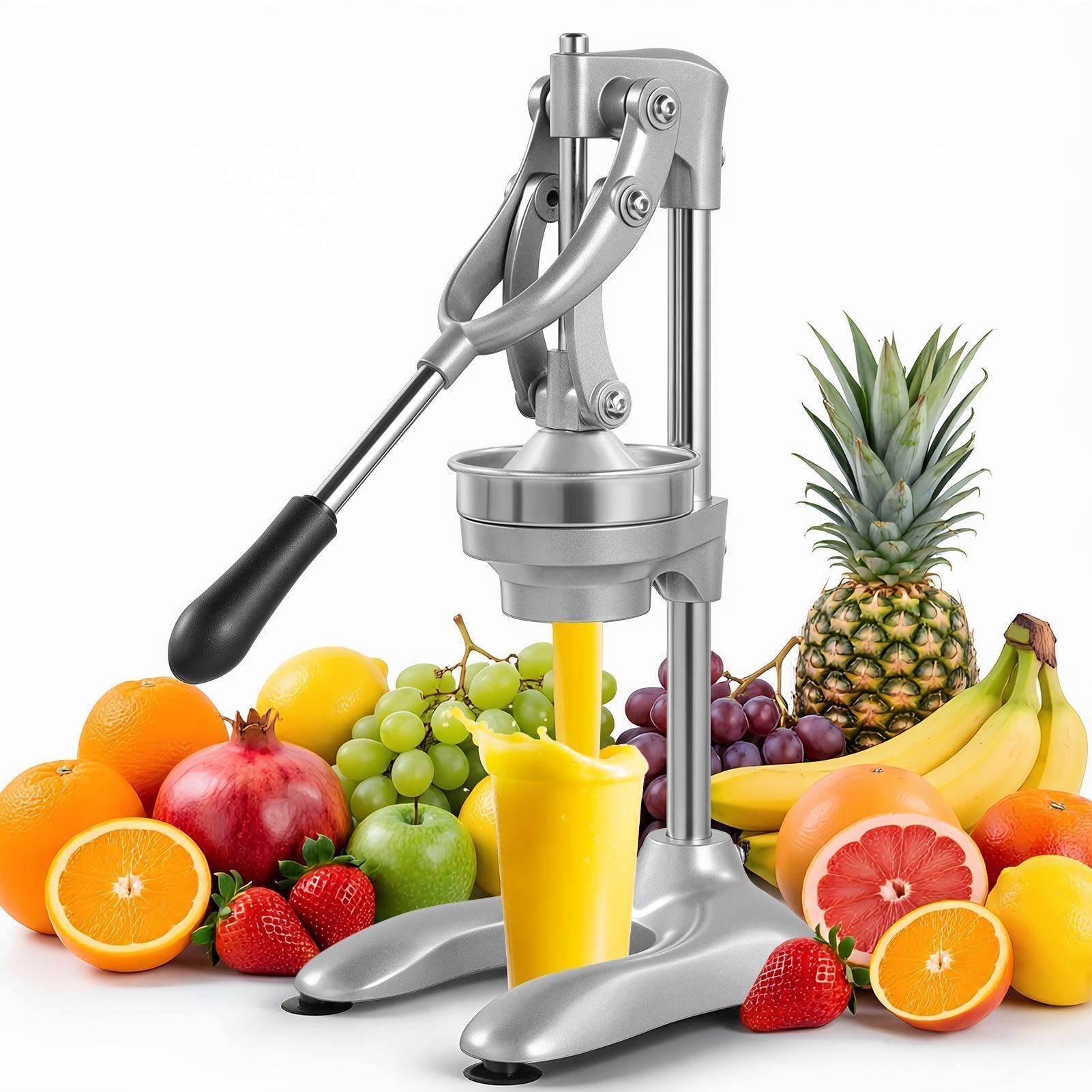Manuelle Zitruspresse, Edelstahl-Handpresse, Orangen-Zitronenpresse, robuste kommerzielle Fruchtpresse für Orange, , Limette und Granatapfel, nicht elektrische manuelle Obstpresse für den