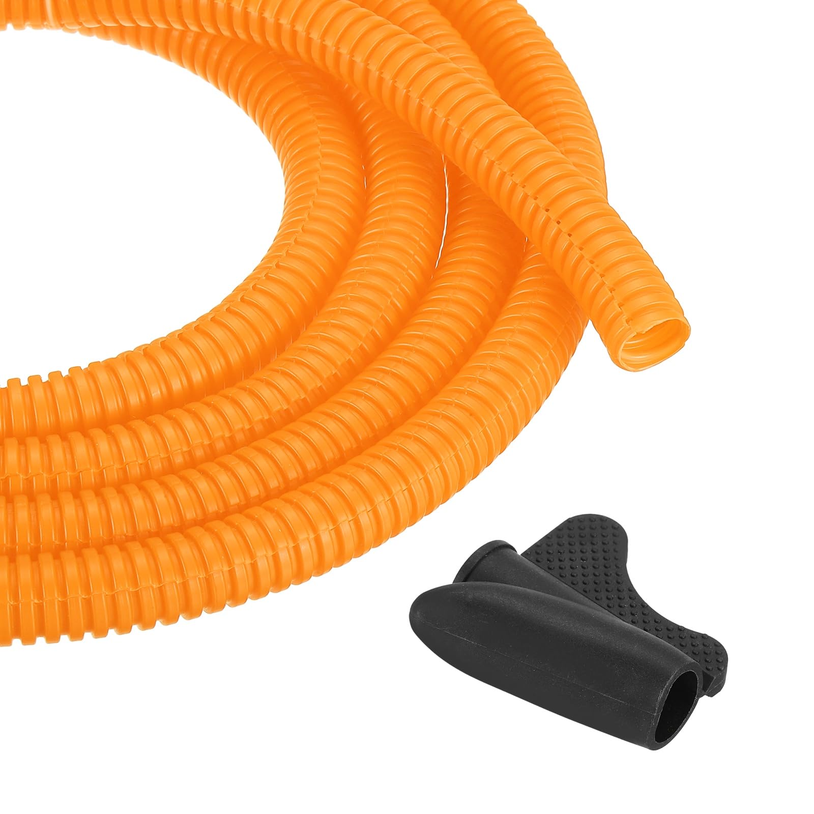 sourcing map 3/8 Inch 20ft Split Wire Loom Tubing, Flexible Cord Protectors with Installation Tool Cable Management Sleeve Conduits Cover for Office Home Electrical Automotive Wires, Orange
