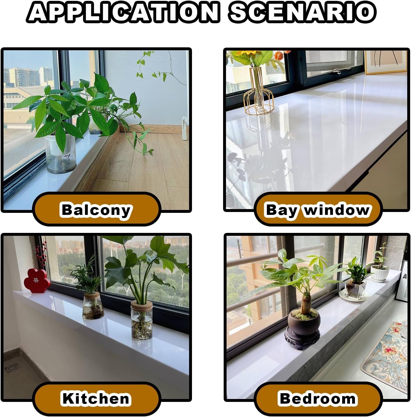 Pure White Color Window Sill Protector ，Cuttable Extender,Easy to Clean Smooth Countertop