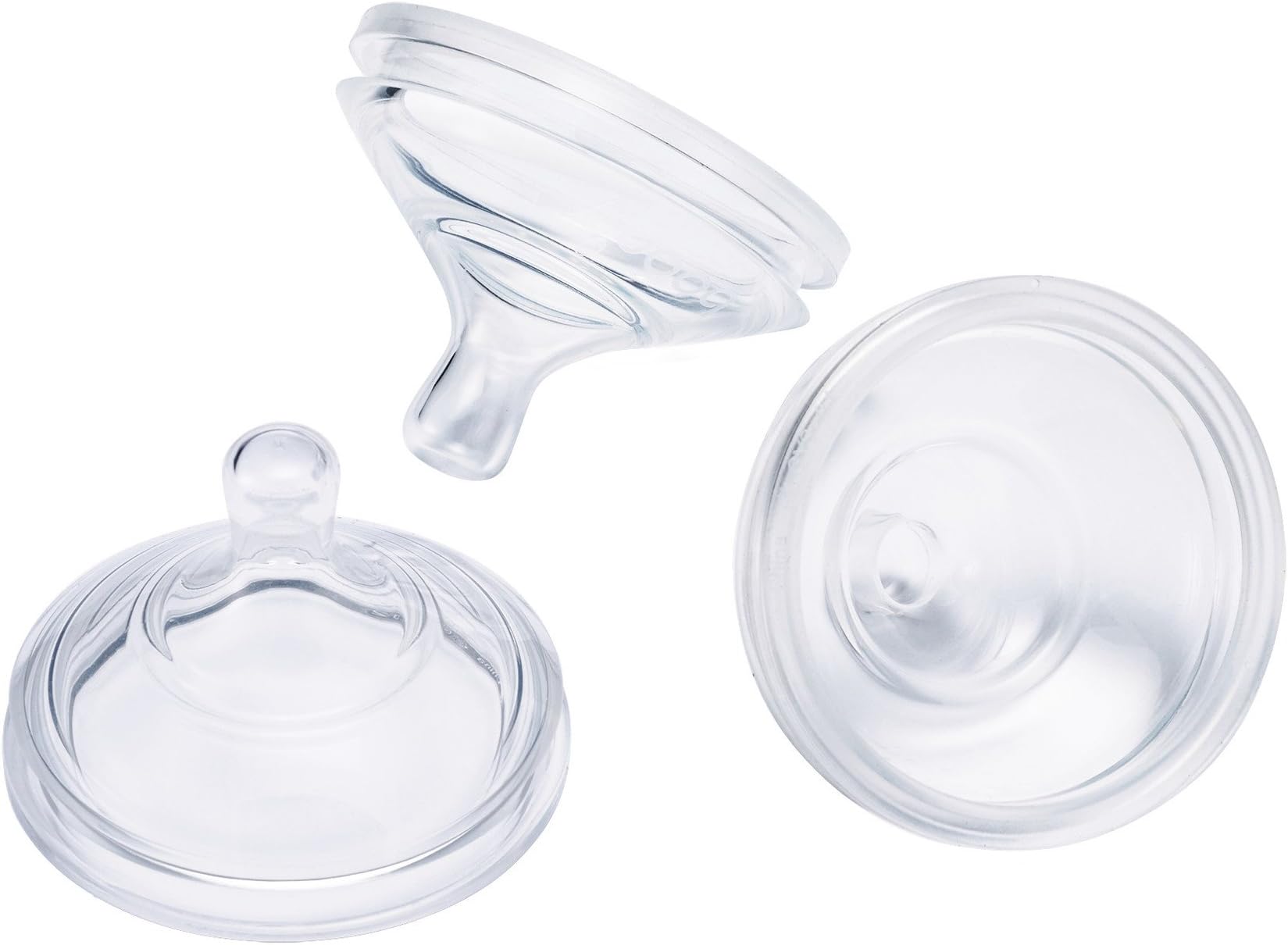 Boon NURSH Silicone Replacement Nipple, Air-Free Feeding, Stage 1 Slow Flow, Birth and Up (Pack of 3)