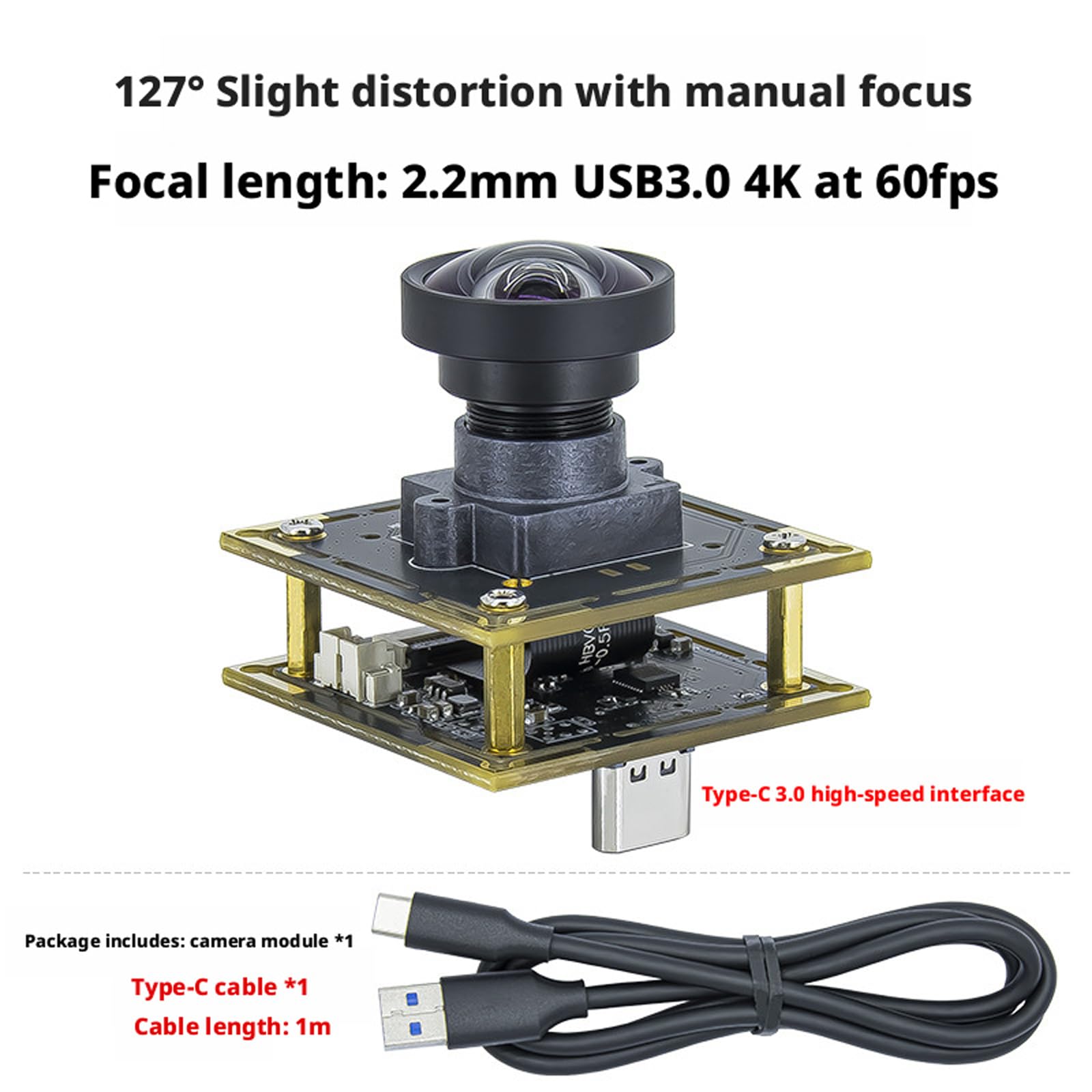 Modulo Scheda HBVCAM USB3 IMX577 4K 60fps, 90 Degrees Without d