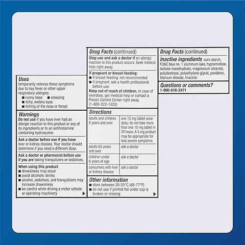 Miniatura 5 de Major Pharmaceuticals 255551 - Tableta HCI para alergias durante todo el día 10 mg color blanco paquete de 100