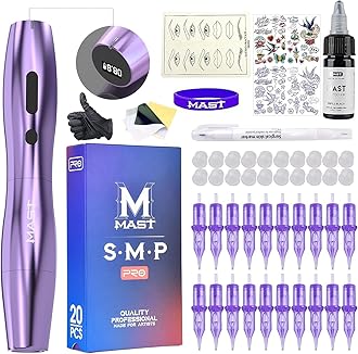 Mast Tattoo Kit, P20 Wireless Tattoo Pen Machine Gun Kit, The Slim Tattoo Pen with Digital Display Chargeble Battery, Pro Tattoo Needles Cartridges Black Ink for Women