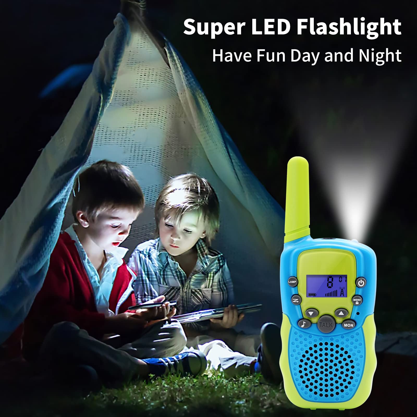 Walkie Talkies for Kids, Toys for 3 to 14 Year Old Children's 2 Way Radio 3 Miles Range for Outside Adventure Game Camping Hiking (T-388 Blue) - Image 3