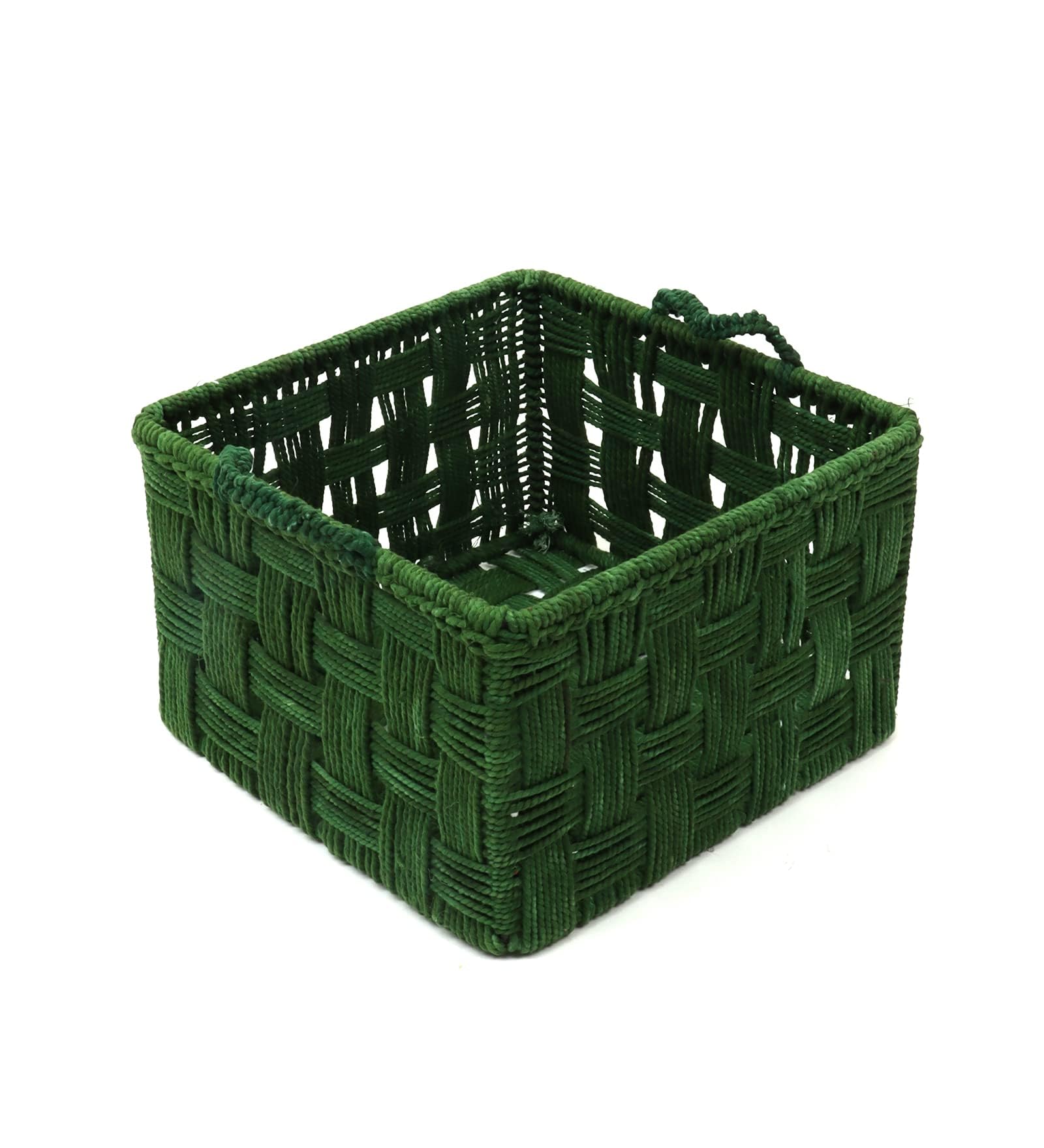 The Tickle Toe Cotton Rope Storage Basket with Iron Frame | Eco-Friendly Organizer for Home Use | 34x34x22 cm (Green) 3