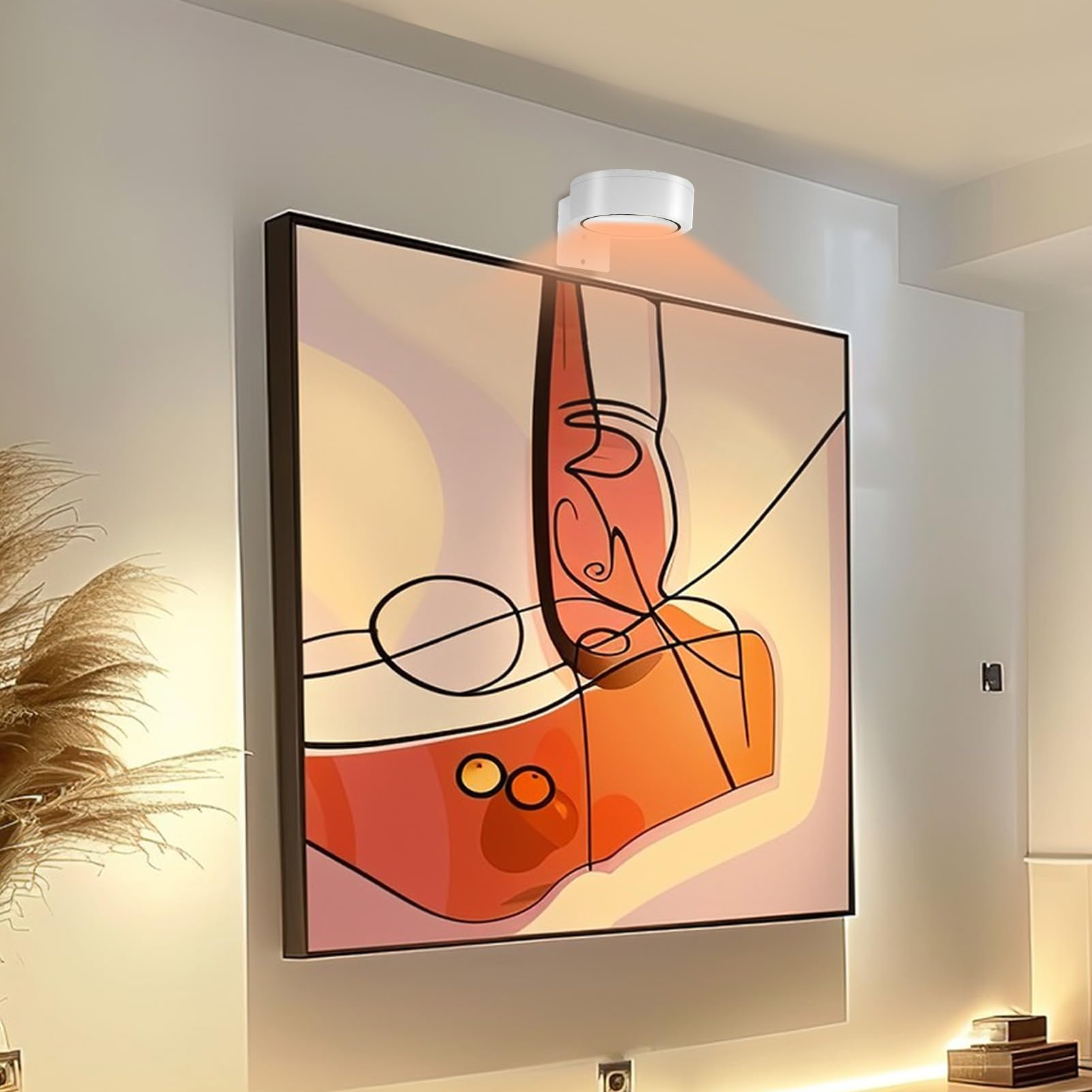 Luce per Quadri Senza Fili Batteria - 3x Faretto per Quadri LED, Luci da Parete Magnetica con Telecomando, Dimmerabili, Timer,Luce Notturna Decor da Parete per Armadio Esposizione Pittura Arte Dipinti