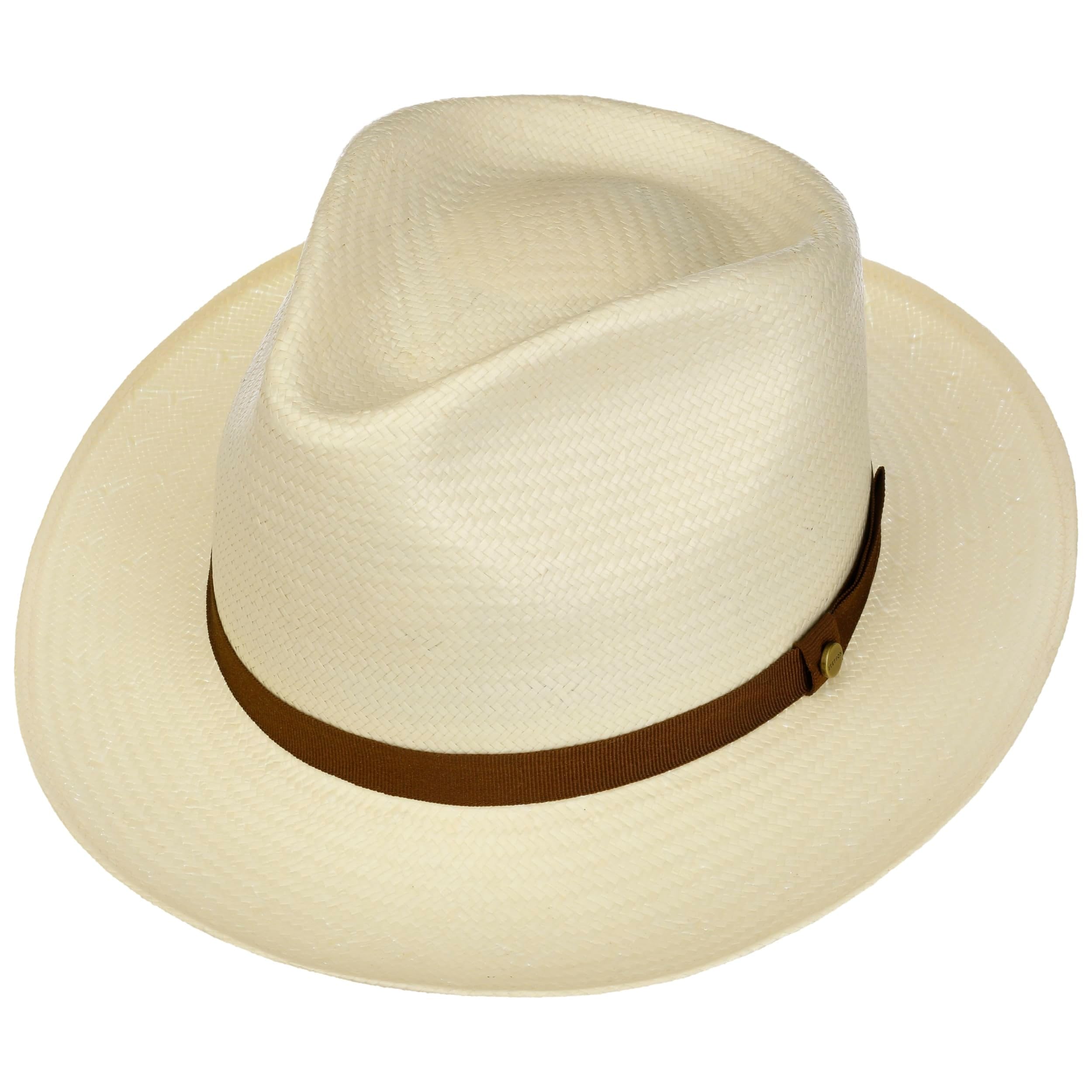 Stetson Fallkirk Fedora Toyo Strohhut Naturfarbener Hut mit braunem Ripsband Klassischer UV-Schutz 40 Unisex Frühjahr Sommer