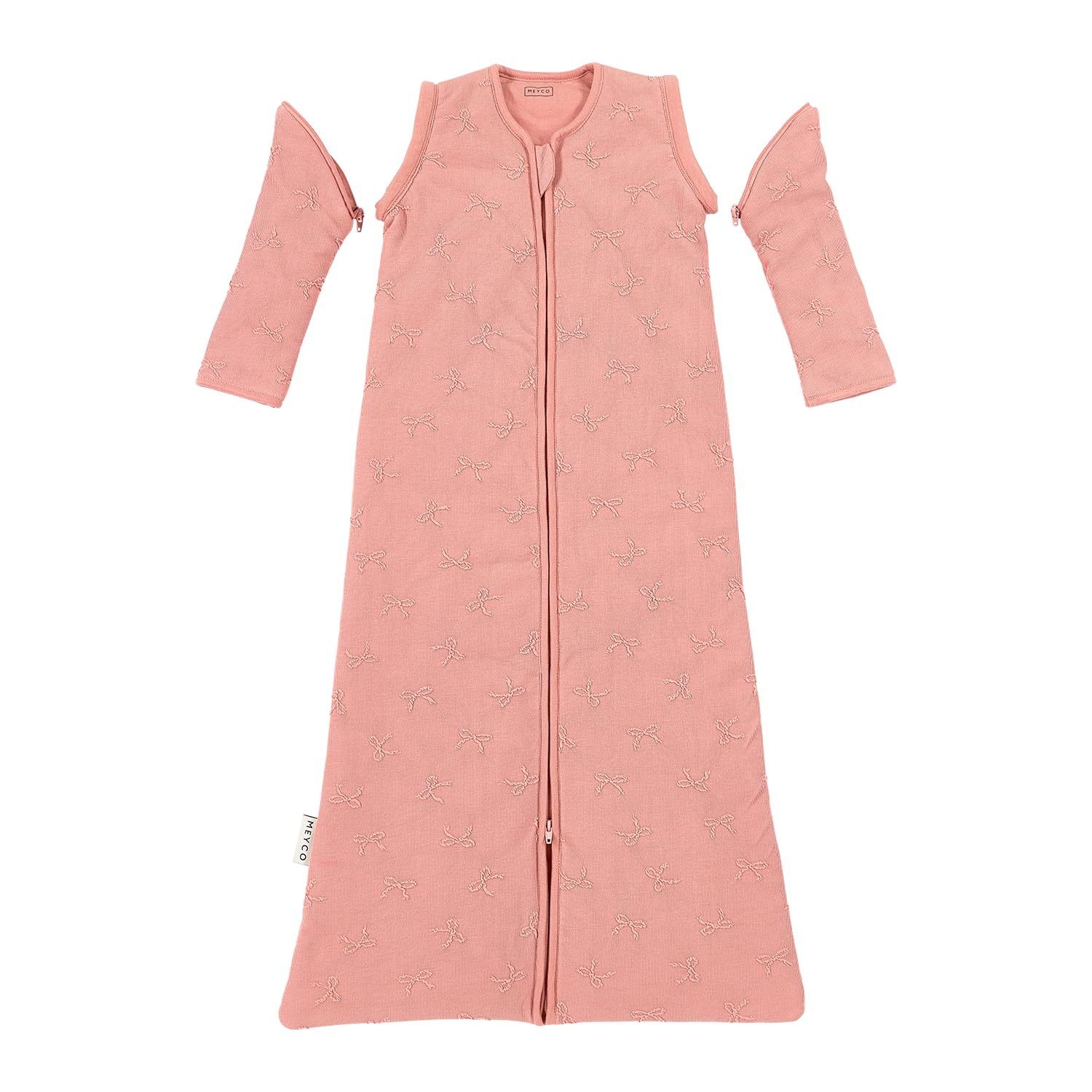 MEYCO Ganzjahresschlafsack abnehmbaren Armen 70cm 2.5TOG Bow Rose | Aussenseite 100% Baumwolle - Oeko Tex zertifiziert - Schlummersack - langer Reißverschluss - hautfreundlich, atmungsaktiv