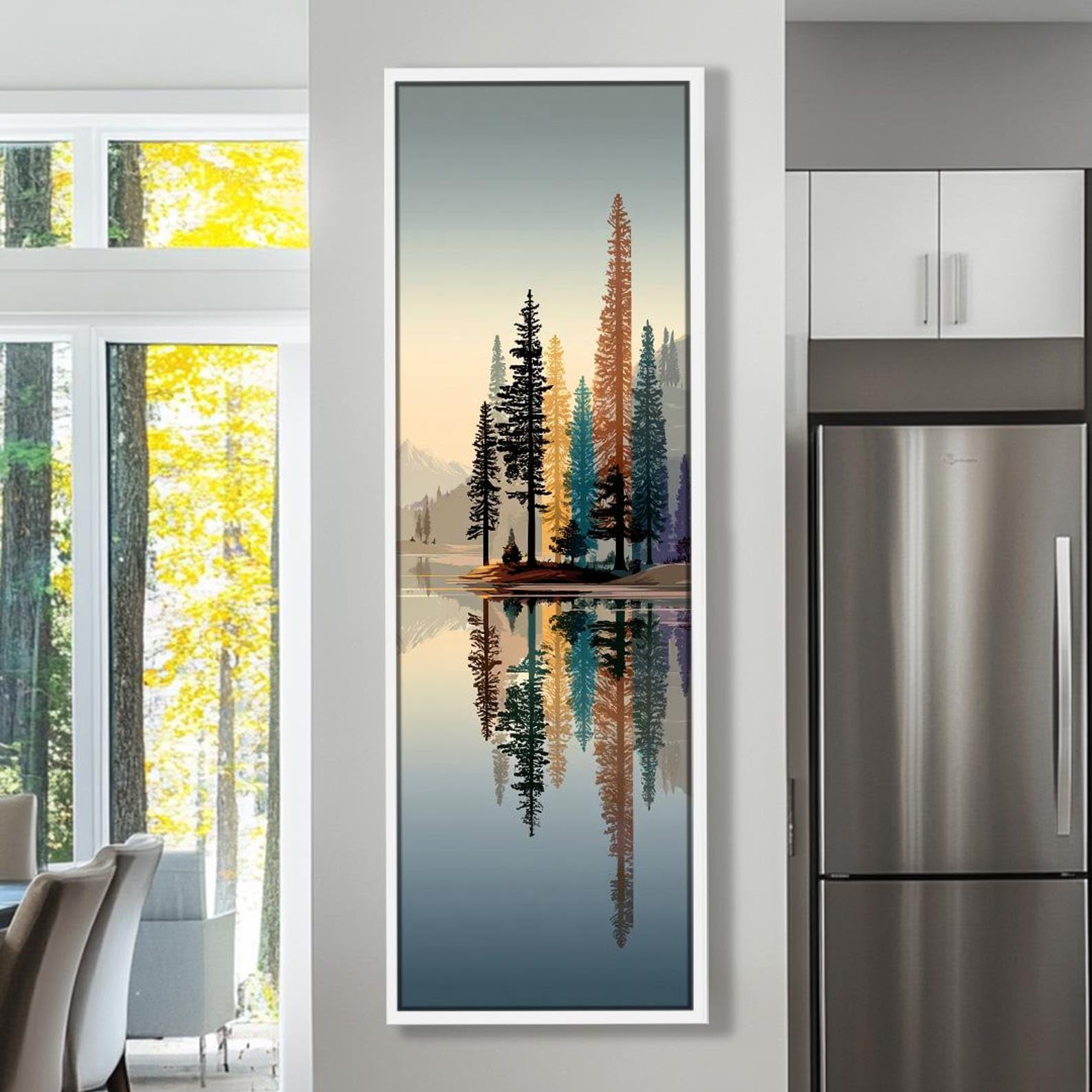 YUSUZHU Tableau représentant un arbre long et étroit, toile murale haute et fine - Impression verticale longue et étroite, art mural nature, peinture sur toile (40 x 120 cm/cadre intérieur)