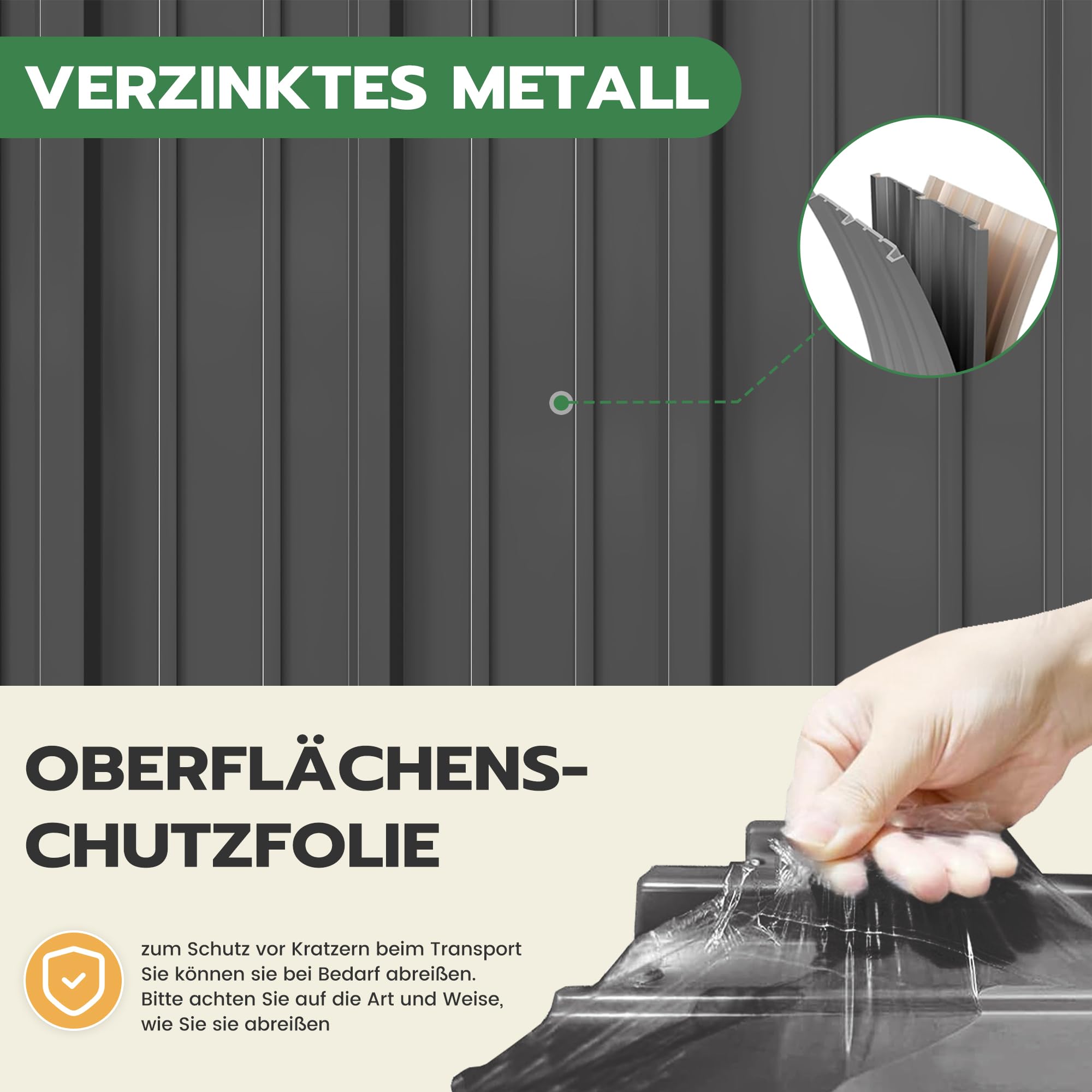 Amopatio domek na narzędzia, domek ogrodowy z dachem jednospadowym, szopa ogrodowa 196 x 119 x 185 cm, domek ogrodowy metalowy z drzwiami, ocynkowana metalowa szopa ogrodowa do podwórka, kolor czarny