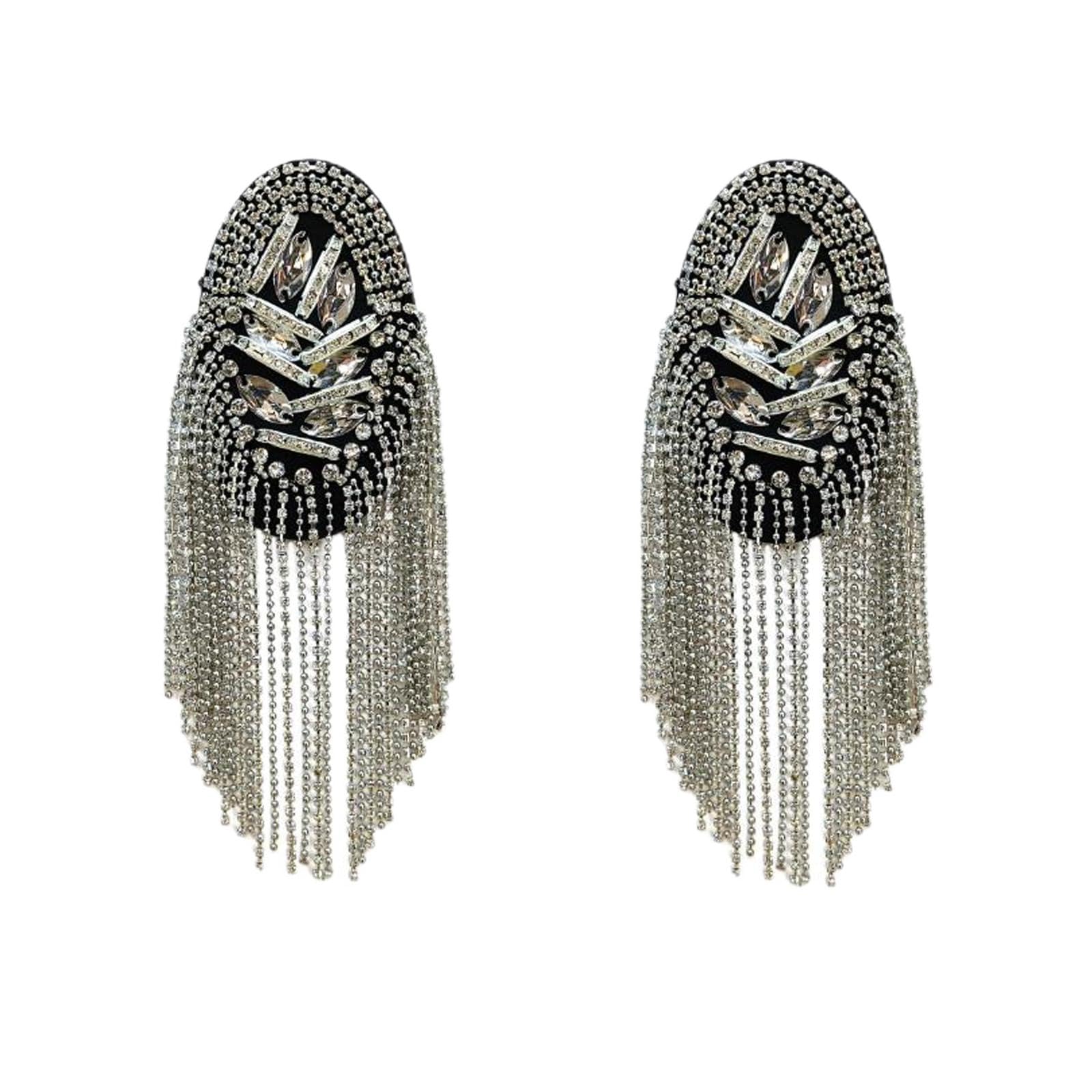 2 Piezas Charreteras Punk, Metal con Borlas, Oro, Adecuado para Militares Masculinos, Disfraces, Representaciones Teatrales, Decoración de Uniformes