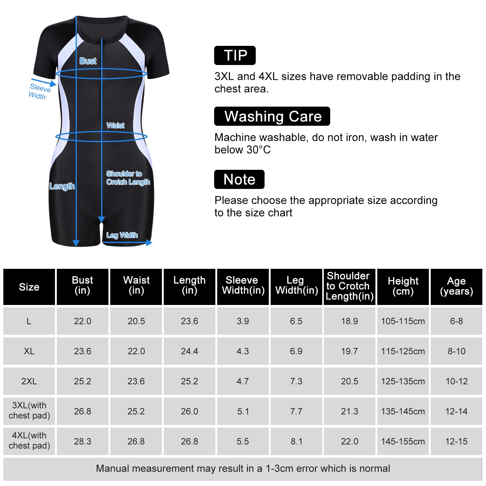 Lancry Maillot de bain une pièce pour garçons et filles, maillot de bain à manches courtes pour filles de 6 à 14 ans