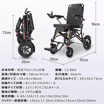 Amazon.co.jp: 電動車椅子 折畳み 軽量 コンパクト アルミ製