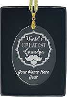 Vista 5 de LaserGram Personalized Glass Christmas Ornament,World's Greatest Grandpa, Custom Laser Engraved Gift Idea (Heart Shape)