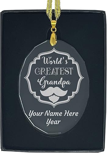 Miniatura 7 de LaserGram Personalized Glass Christmas Ornament, World's Greatest Grandpa, Custom Laser Engraved Gift Idea (Rectangle Shape)