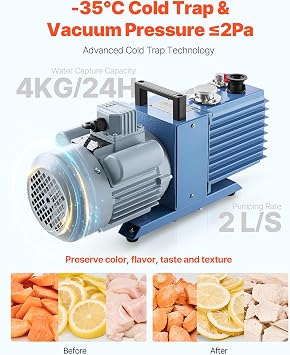VEVOR Vacuum Freeze Dryer Machine, 8.8-13.2 LBS/Batch Food Freeze Drying Machine with 4-Layer Trays, Vacuum Pump, Adjustable Timer and Temperature Control, for Fruits Vegetables Meat, White